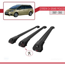 Citroen C4 Grand Picasso 2007-2013 Arası ile Uyumlu Ace-1 Ara Atkı Tavan Barı Siyah 3 Adet Bar