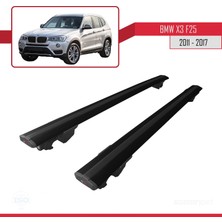 AccessoryPart Bmw X3 (F25) 2011-2017 Arası ile Uyumlu Hook Model Anahtar Kilitli Ara Atkı Tavan Barı Siyah