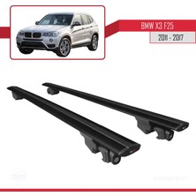 AccessoryPart Bmw X3 (F25) 2011-2017 Arası ile Uyumlu Hook Model Anahtar Kilitli Ara Atkı Tavan Barı Siyah