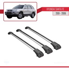AccessoryPart Hyundai Santa Fe (Sm) 2001-2006 Arası ile Uyumlu Ace-1 Ara Atkı Tavan Barı Gri 3 Adet Bar