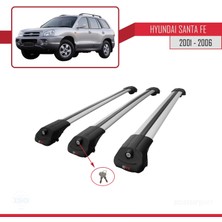 AccessoryPart Hyundai Santa Fe (Sm) 2001-2006 Arası ile Uyumlu Ace-1 Ara Atkı Tavan Barı Gri 3 Adet Bar