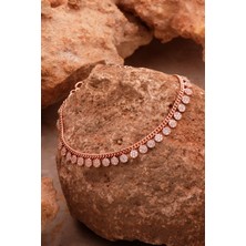 Sümer Telkari Gurmet Sıra Taşlı Rose Gümüş Bileklik 4370