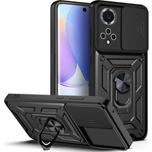 Fibaks Huawei Nova 9 Kılıf Kamera Korumalı Sürgülü Yüzüklü Armor Military Tank Koruyucu Kapak