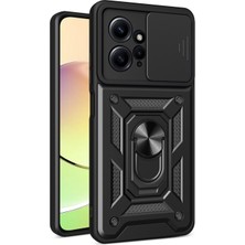 Fibaks Xiaomi Redmi Note 12 Kılıf Kamera Korumalı Sürgülü Yüzüklü Armor Military Tank Koruyucu Kapak