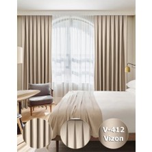 YS Perde Tasarım Lüx Saten Blackout Karartma Fon Perde 1/3 Sık Pile - Vizon