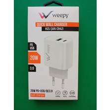 Weepy WPY-PD35 USB ve Type-C Çıkışlı Şarj Başlığı 20W/3A