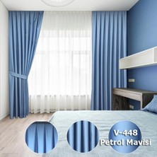 YS Perde Tasarım Lüx Saten Blackout Karartma Fon Perde 1/2,5 Normal Pile - Indigo