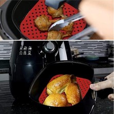 Roichill Renkli Isıya Dayanıklı Yıkanılabilir Silikon Fırın ve Airfryer Kare Pişirme Matı 21,5 cm