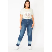 Şans Kadın Lacivert Yıkama Efektli 5 Cep Likralı Kot Pantolon 65N28524