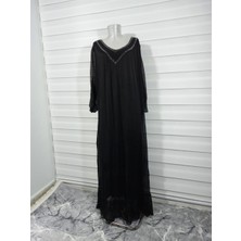 Bohem Stil Italyan Pullu Yaka İpek Şık Maksi Uzun Kol Elbise