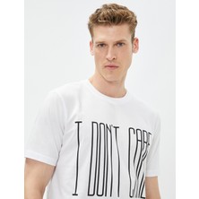 Koton Slim Fit Tişört Slogan Baskılı Bisiklet Yaka Pamuklu