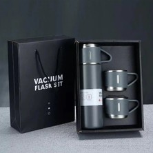 Vacuum Termos Paslanmaz Çelik 3 Bardaklı  Vakumlu Termos Set 500 Ml, 12 Saate Kadar Isı Koruma