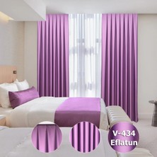 YS Perde Tasarım Lüx Saten Blackout Karartma Güneşlik Perde Düz Pilesiz - Eflatun
