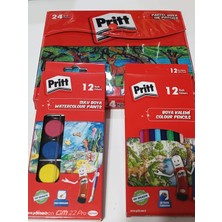 Pritt Okula Dönüş Seti 24'lü Pastel Boya Çantalı Kuru Boya Sulu Boya (3parça)