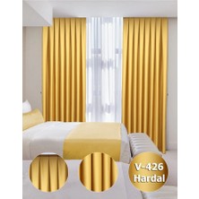 YS Perde Tasarım Lüx Saten Blackout Karartma Güneşlik Perde Düz Pilesiz - Sarı
