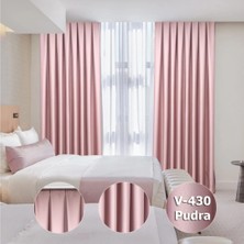YS Perde Tasarım Lüx Saten Blackout Karartma Güneşlik Perde Düz Pilesiz - Pudra Pembe