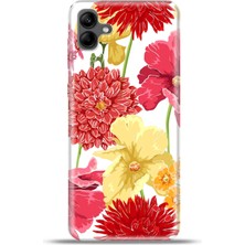 Cupcase Samsung Galaxy A04 Kılıf Esnek Silikon Kamera Koruma 4K Desenli Özel Tasarım - Krizantem