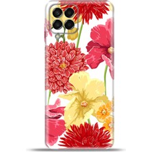 Cupcase Samsung Galaxy M33 Kılıf Esnek Silikon Kamera Koruma 4K Desenli Özel Tasarım - Krizantem