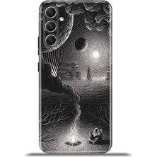 Cupcase Samsung Galaxy A34 5g Kılıf Esnek Silikon Kamera Koruma 4K Desenli Özel Tasarım - Uzayda