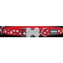 Reddingo Kırmızı Üzerine Beyaz Benekli Köpek Boyun Tasması S 15MM / 24-36 cm