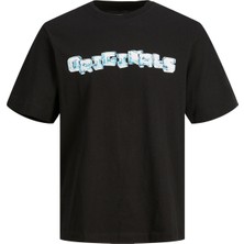 Jack & Jones Jorwave3D Tee Ss Crew Neck Erkek Siyah T-shirt 12235260-Black