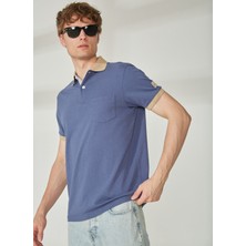 Murphy&nye Düz Indigo Erkek Polo T-Shirt Inboard Polo T-Shırt