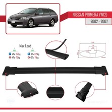 Nissan Primera (W12) 2002-2007 Arası ile Uyumlu Fly Model Ara Atkı Tavan Barı Siyah