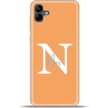 Cupcase Samsung Galaxy A04 Kılıf Silikon Esnek Kamera Koruma Kişiye Özel Isim Harf Zao Turuncu - N