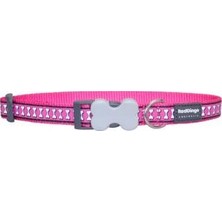 Red Dingo Reflektörlü Kemik Desenli Pembe Köpek Boyun Tasması M 20MM /31-47 cm