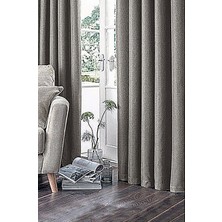 YS Perde Tasarım Nadia Modern Lüx Hasır Dokulu Kalın Keten Yüksek  li Fon Perde 1/3 Sık Pile - Gri