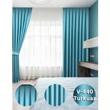 YS Perde Tasarım Lüx Saten Blackout Karartma Fon Perde Yüksek  li  1/3 Sık Pile - Turkuaz