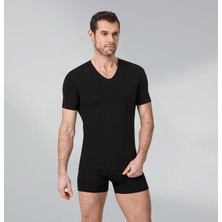 Namaldı 191S Erkek Yazlık Summer V-Yaka Siyah Tshirt