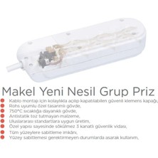 Makel Yeni Nesil Grup Priz Çocuk Korumalı Üçlü Anahtarlı