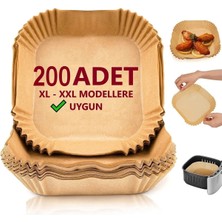 Bamboo Star Airfryer Pişirme Kağıdı Xl-Xxl Büyük Boy  Kare 200 Adet Hava Fritöz Parşömen Kağıdı Fırın Kağıdı Tek Kullanımlık Hava Fritöz Kağıt Fırın Sıcak Hava Fritöz Pişirme Kızartma Tavası Için Uygun 20CM