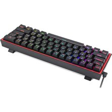 Redragon K617-RGB Fızz Rgb %60 Kablolu Mekanik Klavye, Türkçe, Red Switch, Siyah