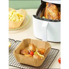 Uzaypix Büyük Boy Fritöz Pişirme Kağıdı Air Fryer Xl-Xxl Tüm Markalara Uygun Kare Tabak Model 25 Adet