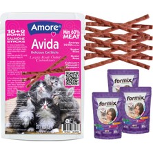 Avida Somonlu Kedi 12 Sticks Ödül Çubukları ve 3 Formix Steril Salmone Punch