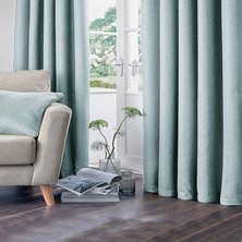 YS Perde Tasarım Nadia Modern Lüx Hasır Dokulu Kalın Keten Yüksek Kaliteli Fon Perde 1/2,5 Normal Pile - Açık Mavi