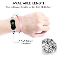 Daart Xiaomi Smart Band Için 8 Rhinestone Dekor Paslanmaz Çelik Kayış Yedek Akıl Swatch Bilek Bandı - Gümüş (Yurt Dışından)