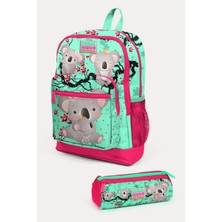 Coral High Kids Su Yeşili Neon Mercan Koala Desenli 2'li Okul Çanta Seti SET0223713