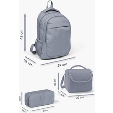 Coral High Kids Koyu Gri Siyah Dinazor Desenli 3’lü Okul Çanta Seti SET0114386