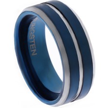 Celikchi Erkek Mavi Renk Gümüş Detay Tungsten Yüzük