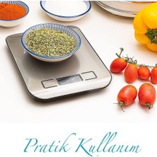 Soillium Lüx Mutfak Tartısı Dijital Hassas Terazi 5kg Kapasiteli LCD Ekranlı Ölçüm Cihazı