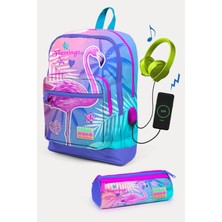 Coral High Kids Lavanta Pembe Flamingo Desenli Usb'li 2'li Okul Çanta Seti SET0223805