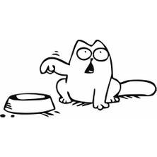 Reysa Tasarım Beslenmeyi Bekleyen Kedi Araba Sticker Siyah 16X8 cm