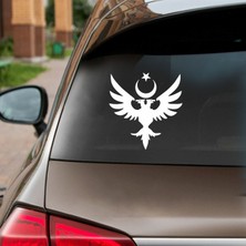Reysa Tasarım Çift Başlıklı Kartal ve Ay Yıldız Sticker Beyaz 15X15 cm