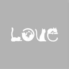 Reysa Tasarım Kediler Love Araba Sticker Beyaz 20X6 cm