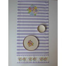 Elly House Spring Süet Çizgili/çiçekli Runner 40 x 140 cm