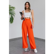 Kadın Yüksek Bel Palazzo Model Kumaş Pantalon