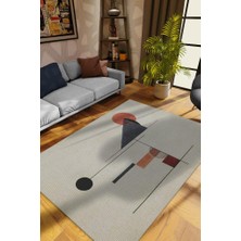 Homshtag Geometrik Oturma Odası Halısı,Sanat Severler İçin Pamuklu Dokuma Tabanlı Ofis Halısı